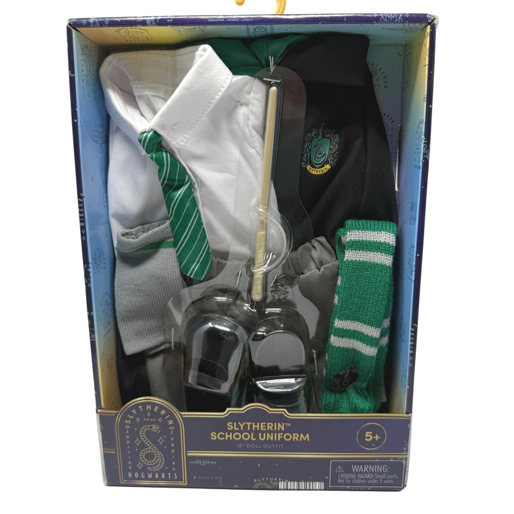 Harry Potter Slytherin School Uniform 18" Doll Outfit Robe Skirt Wand New